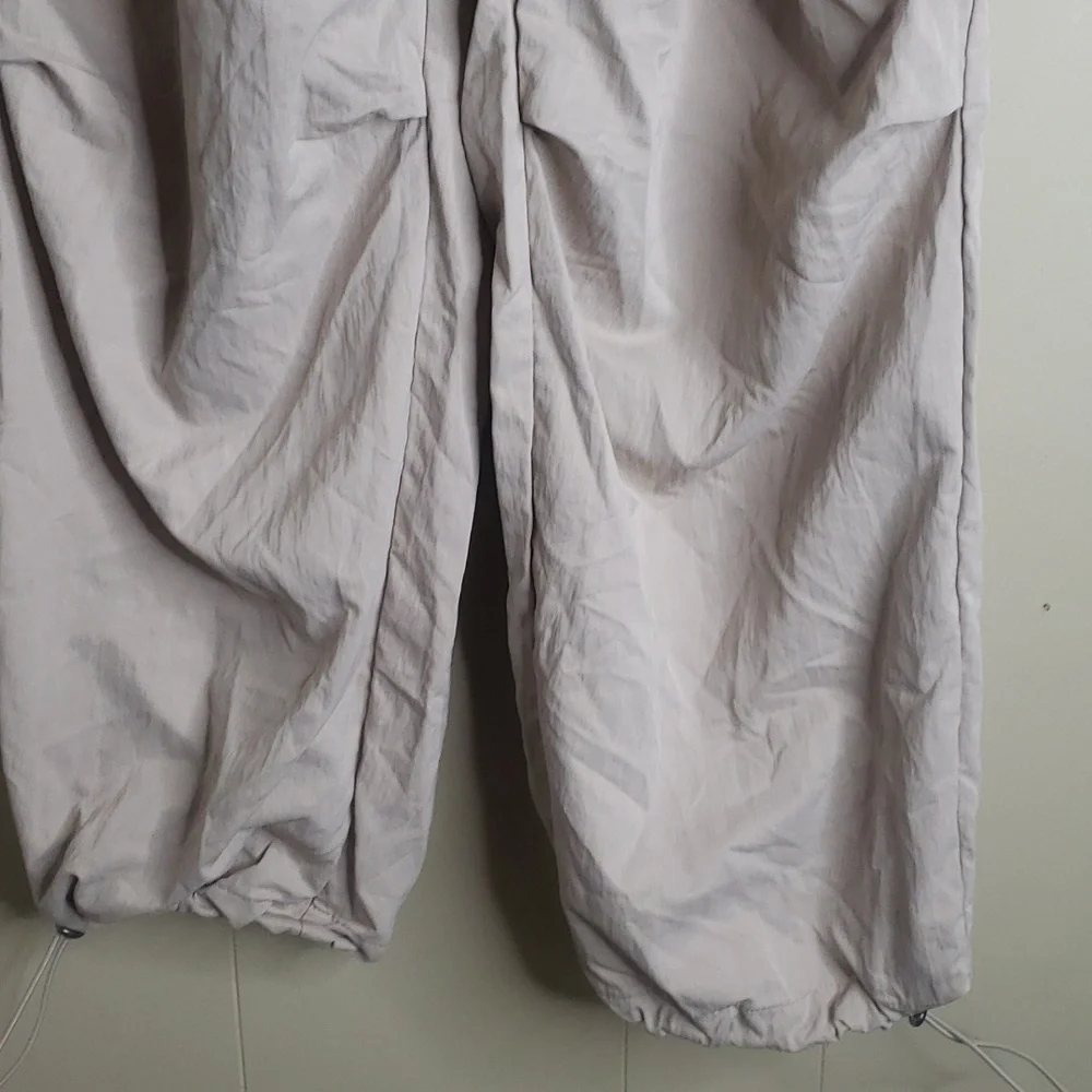 Women's Straight Relaxed High Rise Ankle Parachute Pants Tan 14 A New Day - Picture 7 of 9